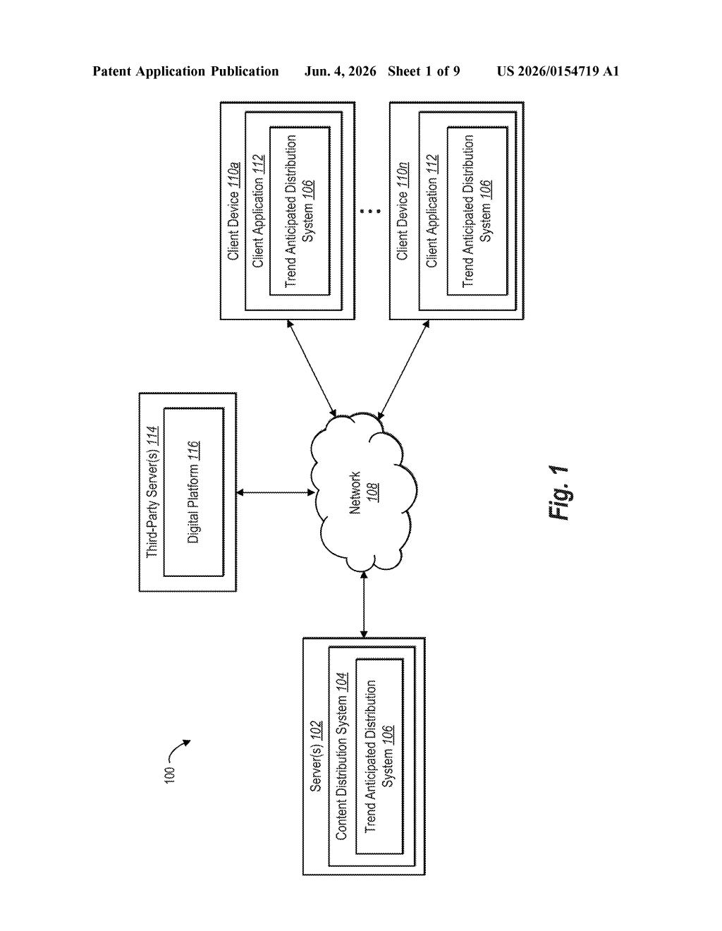 Adobe Patent: Influencer Trend Prediction for Ad Distribution — figure from US 2026/0154719 A1