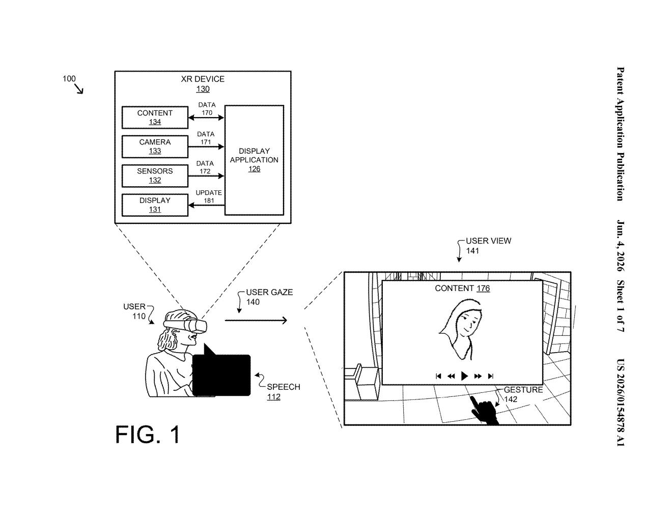 Google Patent: AI Content Companion for XR Devices — figure from US 2026/0154878 A1
