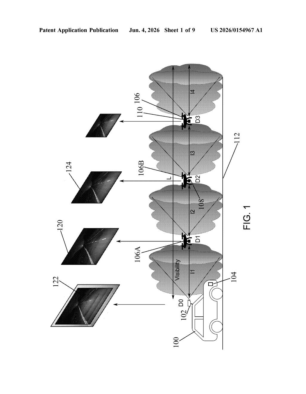 IBM Patent: Drone Network Extends Vehicle Vision in Bad Weather — figure from US 2026/0154967 A1