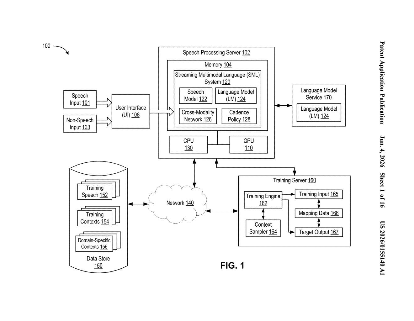 Nvidia Patent: Streaming Audio-to-Text AI with Live LLM Output — figure from US 2026/0155140 A1