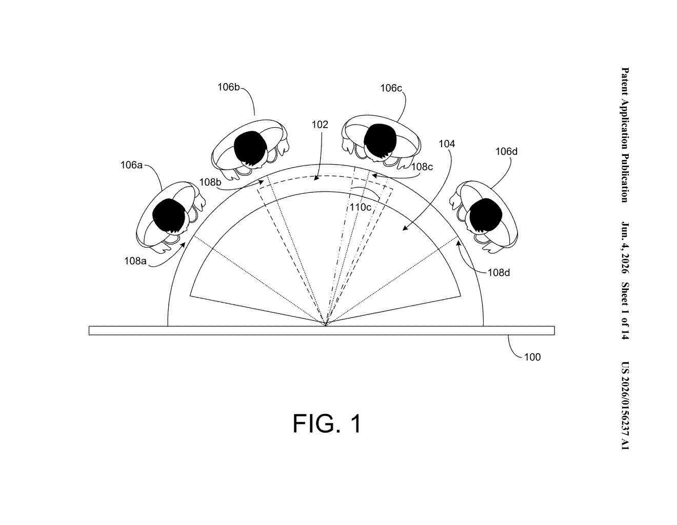 Google Patent: Large-Angle 3D Display for Multiple Viewers — figure from US 2026/0156237 A1