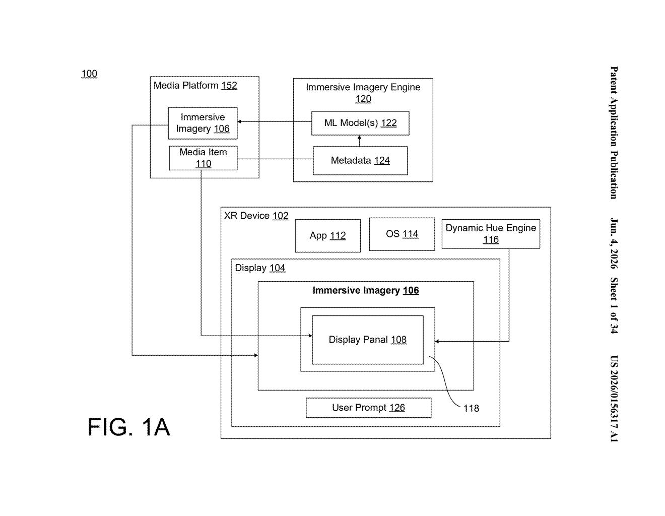 Google Patent: XR Immersive Environments for Streaming Apps — figure from US 2026/0156317 A1