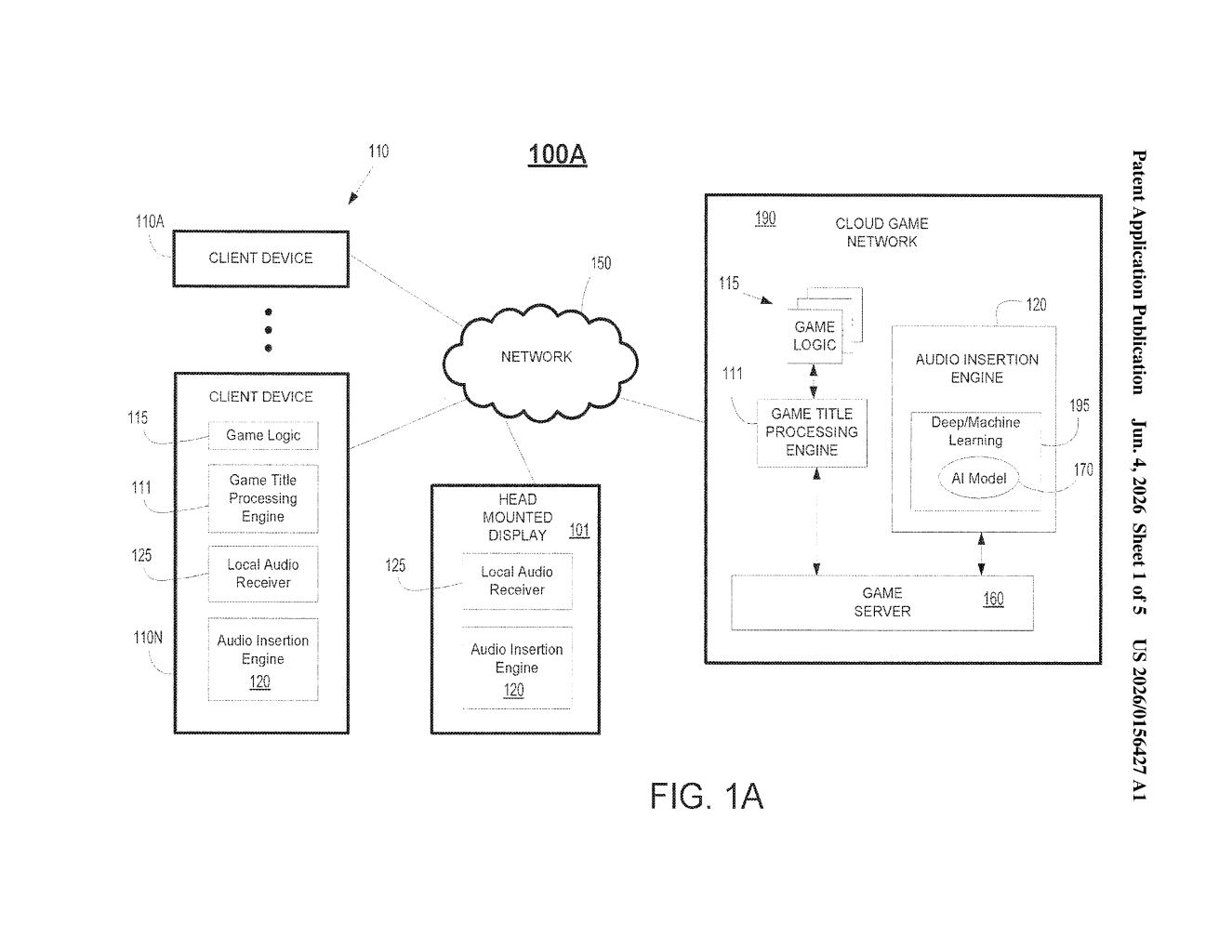 Sony Patent: 3D Audio Space for Real-World Voices in Games — figure from US 2026/0156427 A1