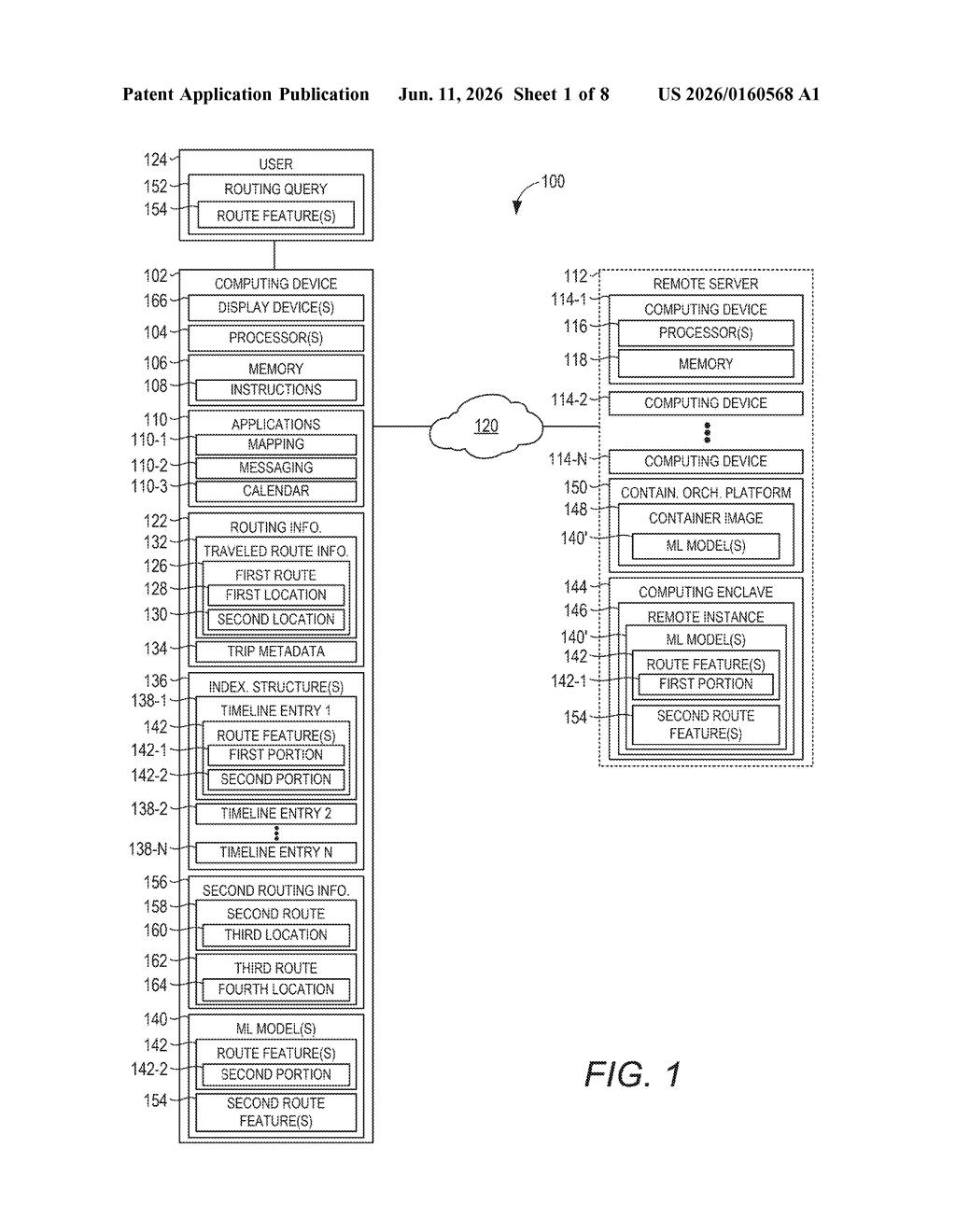 Google Patent: AI Navigation That Learns From Your Past Trips — figure from US 2026/0160568 A1