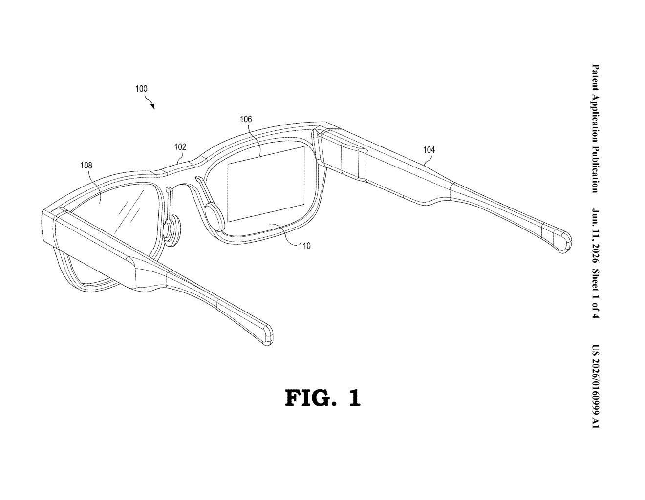 Google Patent: AR Glasses Lightguide with Wider Working Distance — figure from US 2026/0160999 A1