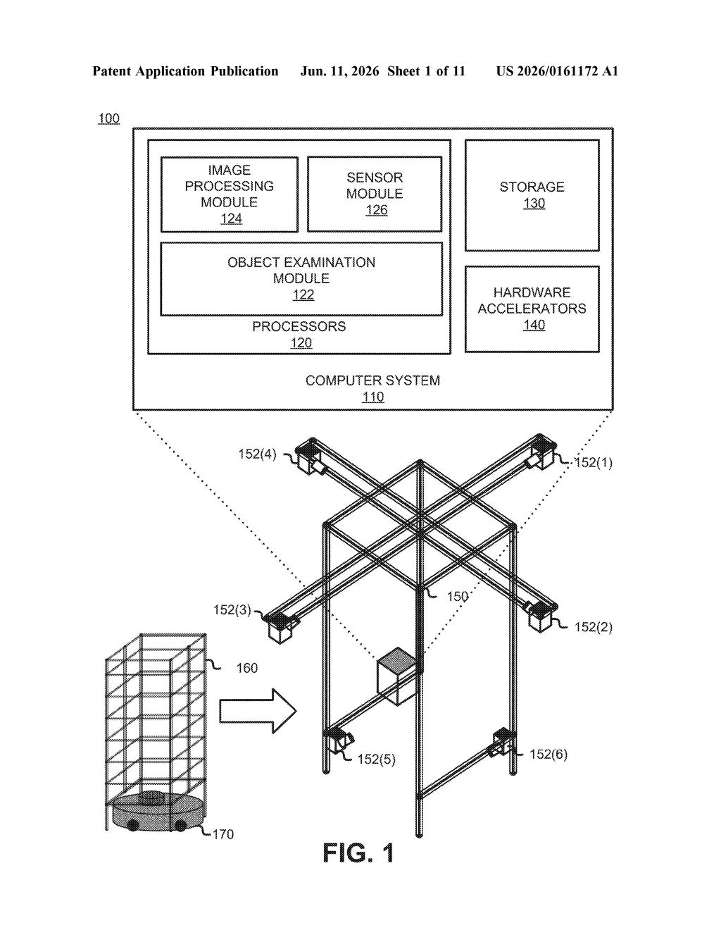 Amazon Patent: AI-Powered Warehouse Robot Inspection System — figure from US 2026/0161172 A1