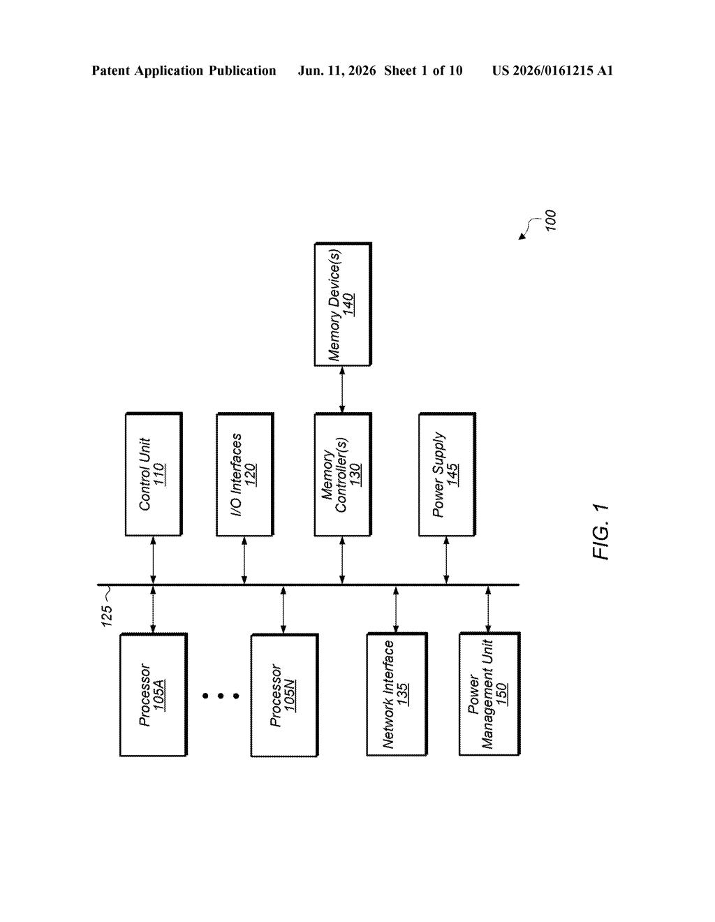 AMD Patent: GPU Power Sharing for Neural Networks — figure from US 2026/0161215 A1