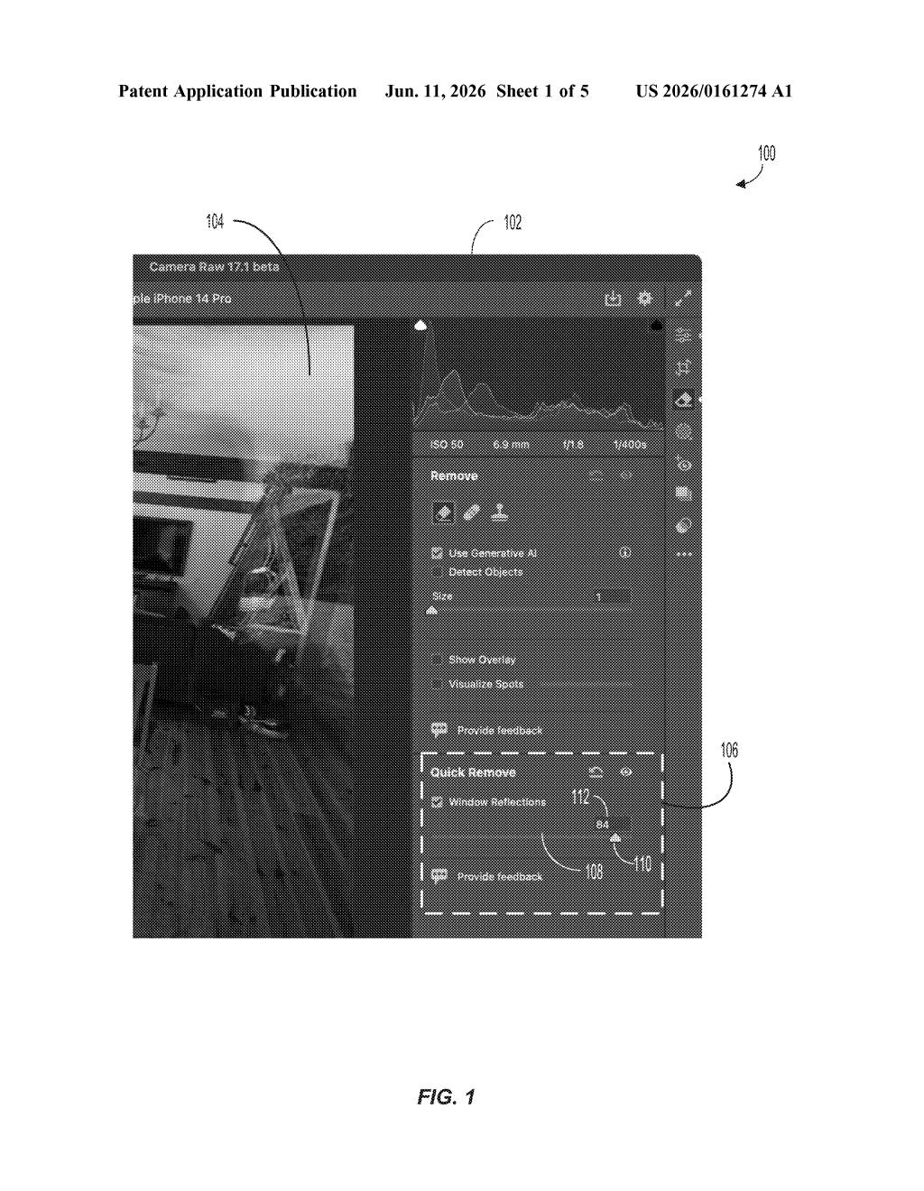 Adobe Patent: Drag-to-Adjust Image Effects UI Explained — figure from US 2026/0161274 A1