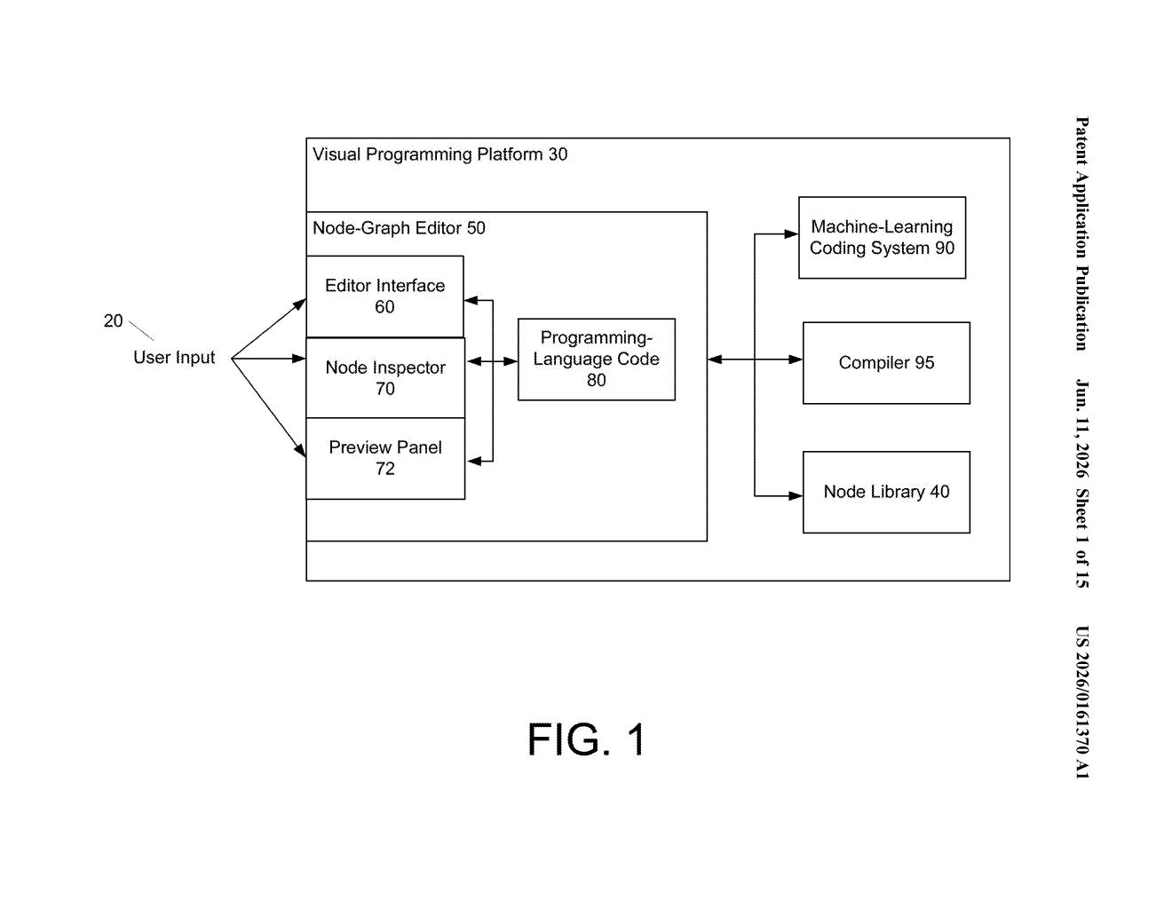 Google Patent: AI Turns Plain English Into Visual Code — figure from US 2026/0161370 A1