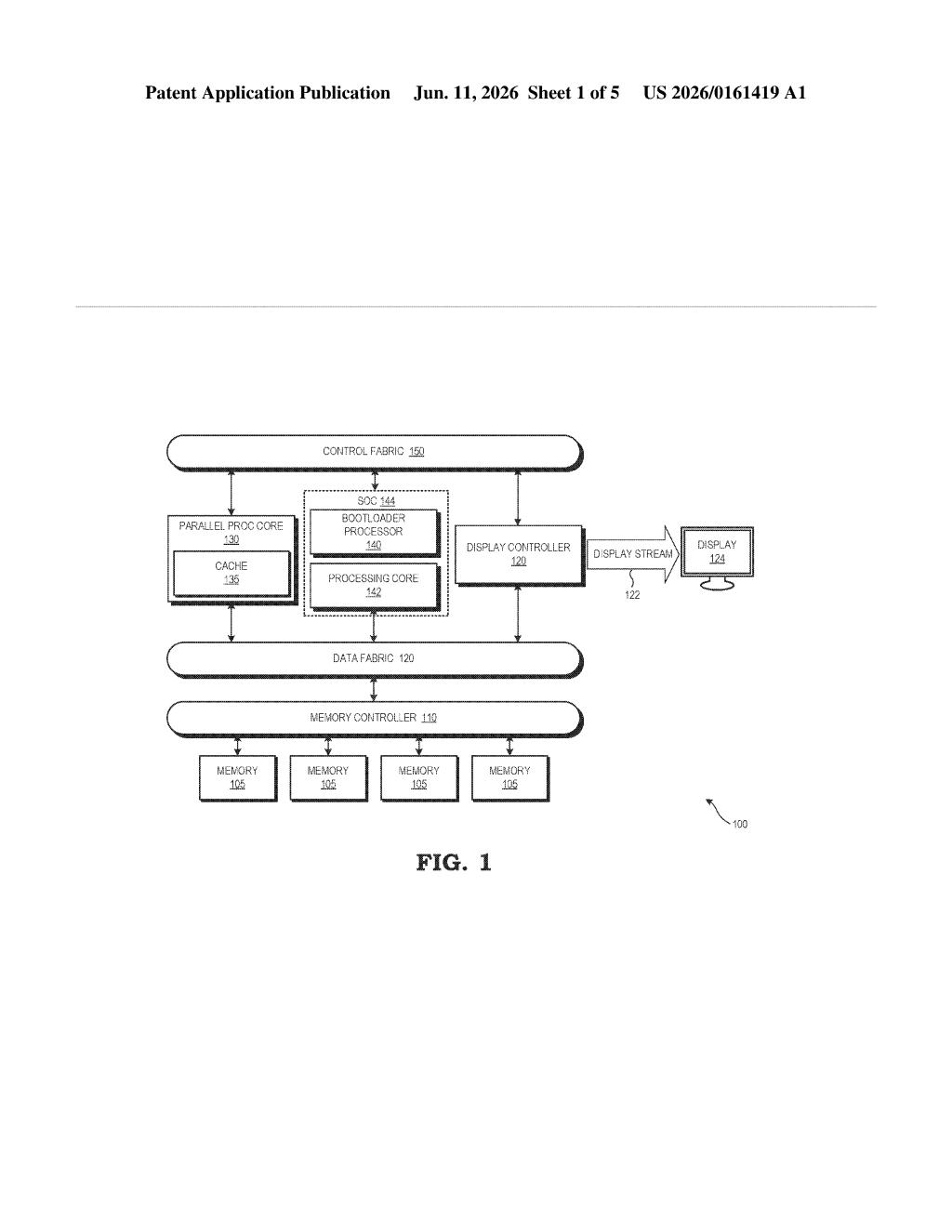 AMD Patent: Faster Boot Screen Display Using GPU Cache — figure from US 2026/0161419 A1