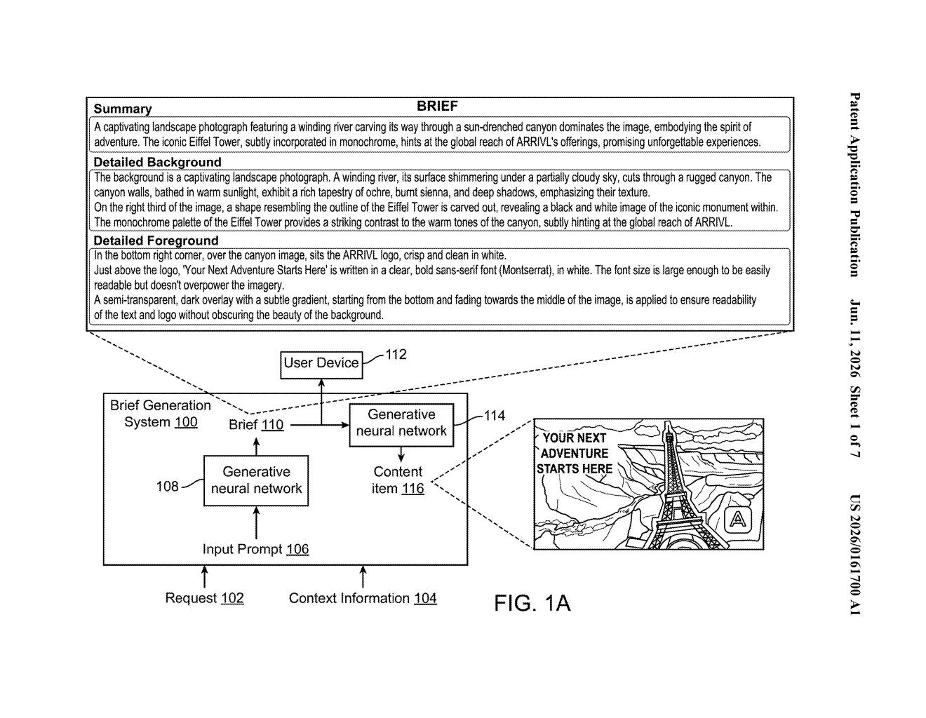 Google Patent: AI Brief Before Generating Final Content — figure from US 2026/0161700 A1