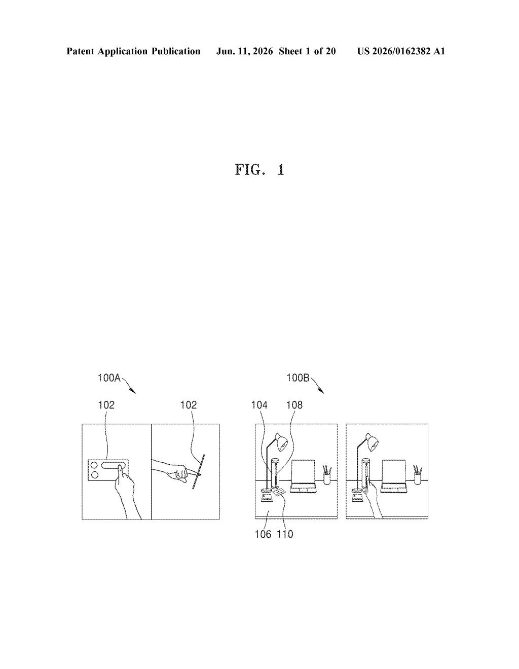Samsung Patent: MR Headset UI Placement on Real Surfaces — figure from US 2026/0162382 A1