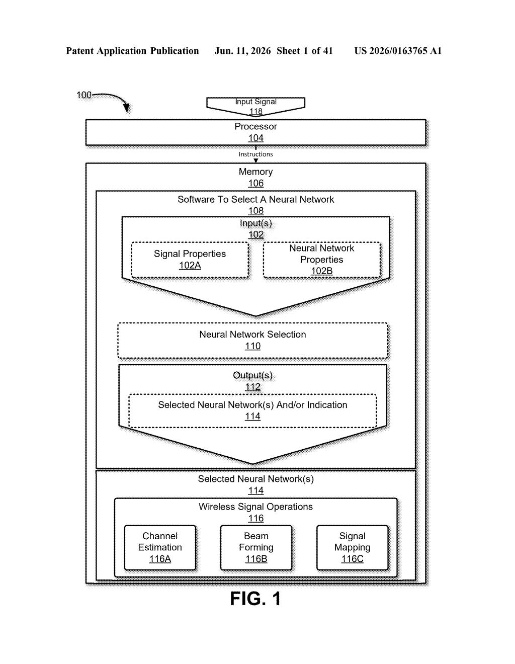 Nvidia Patent: AI Network Selection by Signal Quality — figure from US 2026/0163765 A1