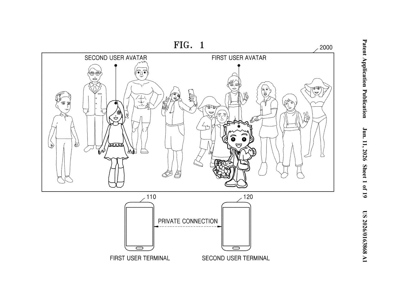 Samsung Patent: Connect Privately by Photographing an Avatar — figure from US 2026/0163868 A1