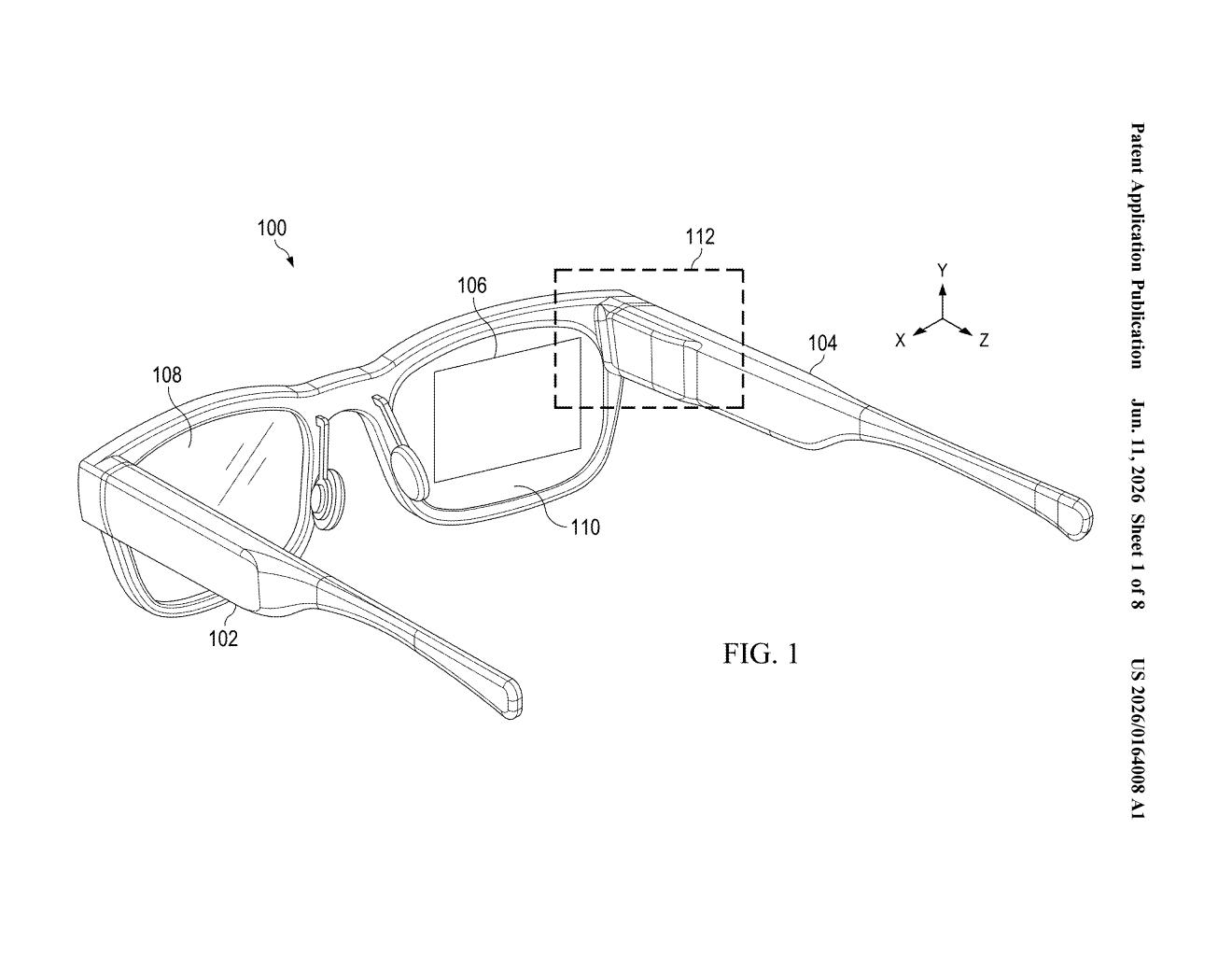 Google Patent: AR Glasses That Auto-Adjust for Your Prescription — figure from US 2026/0164008 A1