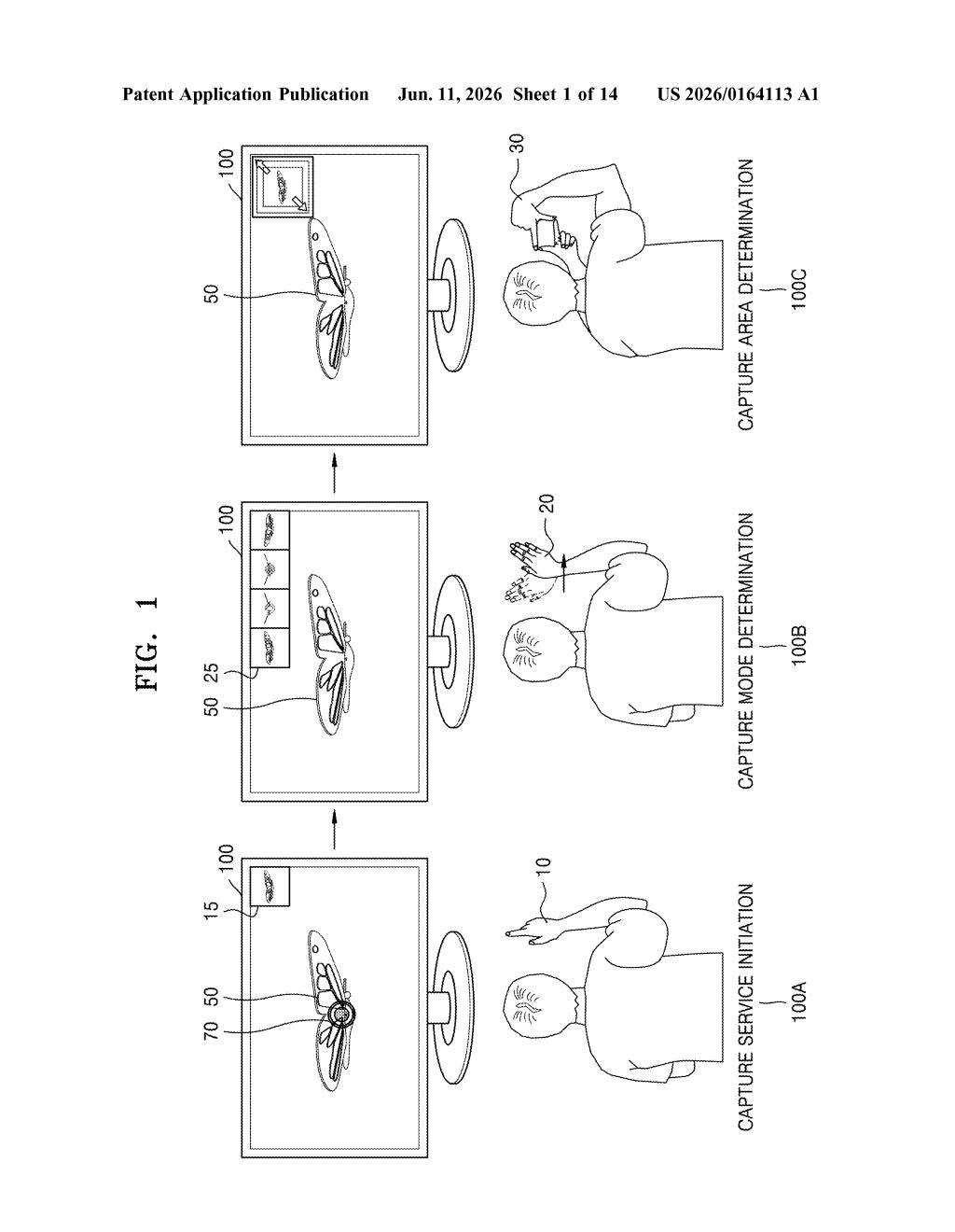 Samsung Patent: Gesture-Based Screenshots in Virtual Spaces — figure from US 2026/0164113 A1