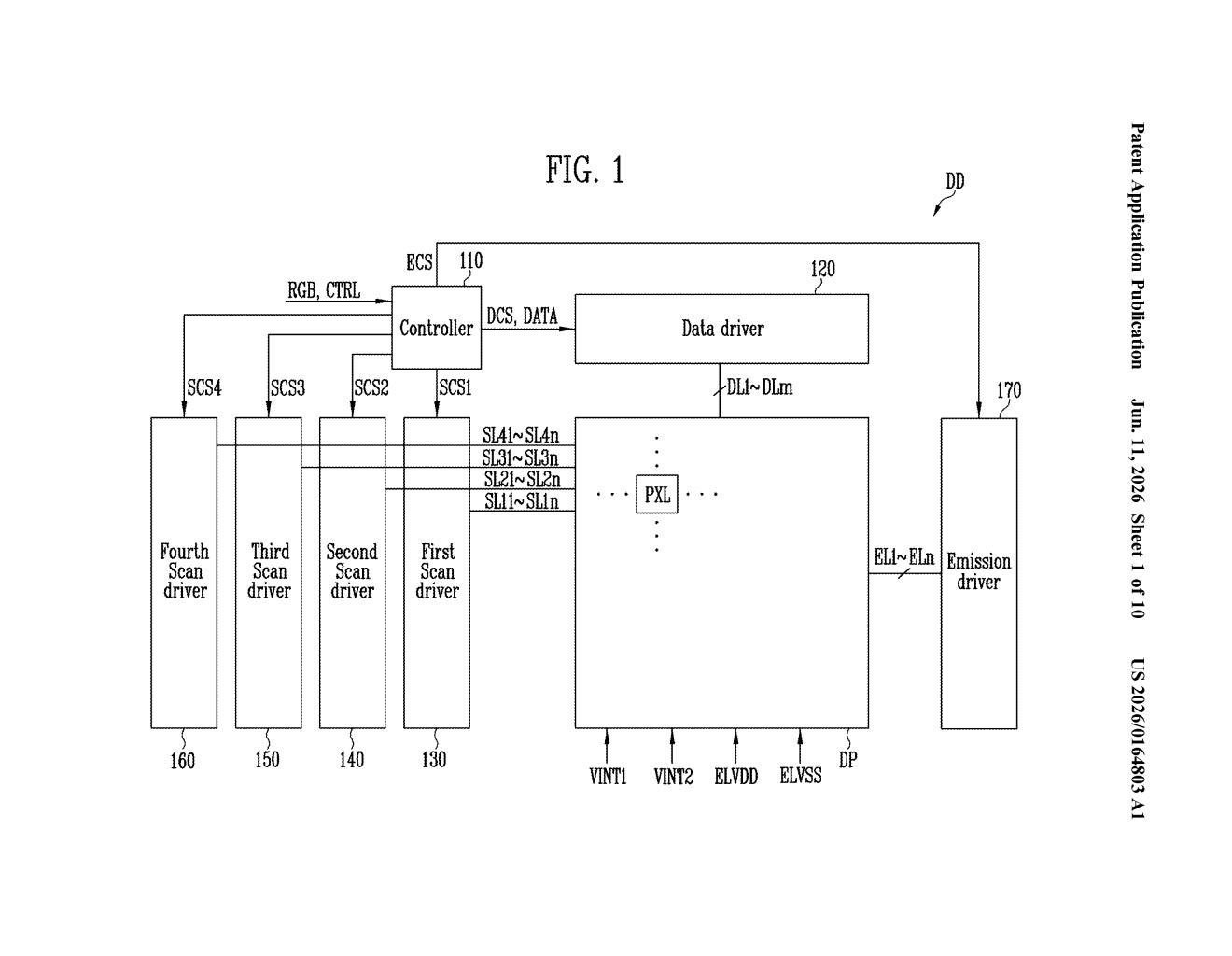 Samsung Display Patent: Layered Display Wiring Design — figure from US 2026/0164803 A1