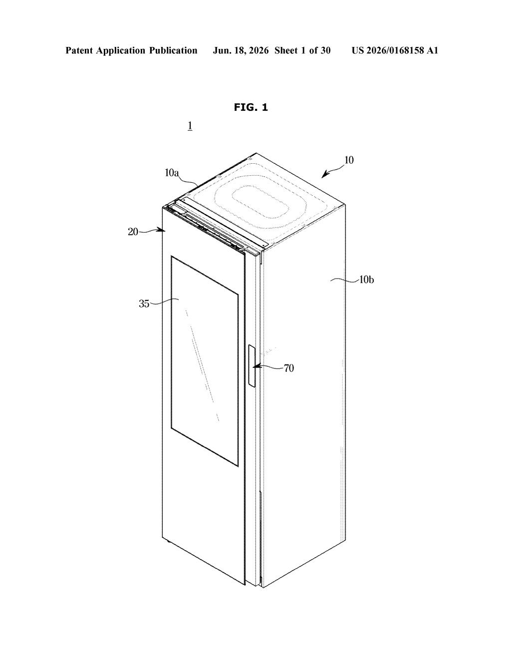 Samsung Patent: In-Cabinet Spot Cleaning for Clothes Care — figure from US 2026/0168158 A1