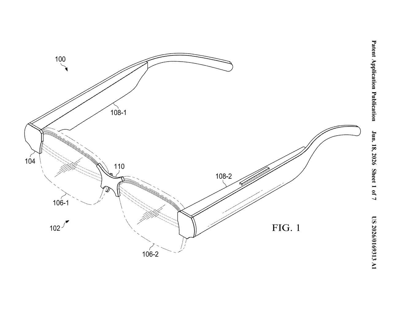 Google Patent: Smart Glasses Wiring Hidden in the Lenses — figure from US 2026/0169313 A1