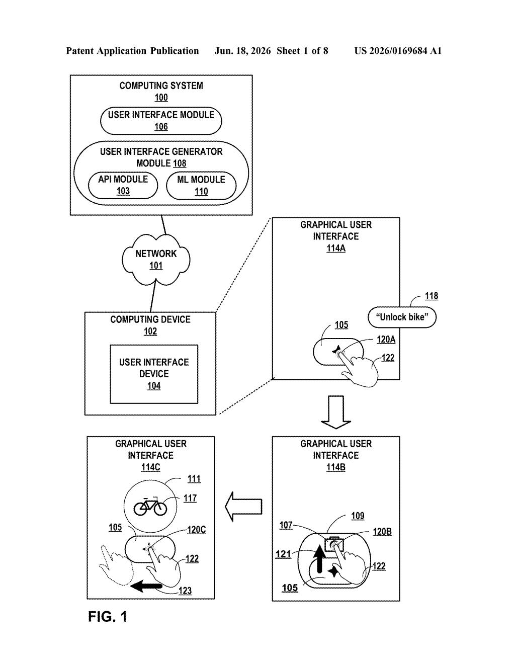 Google Patent: Gesture-Triggered Voice and Image AI Commands — figure from US 2026/0169684 A1