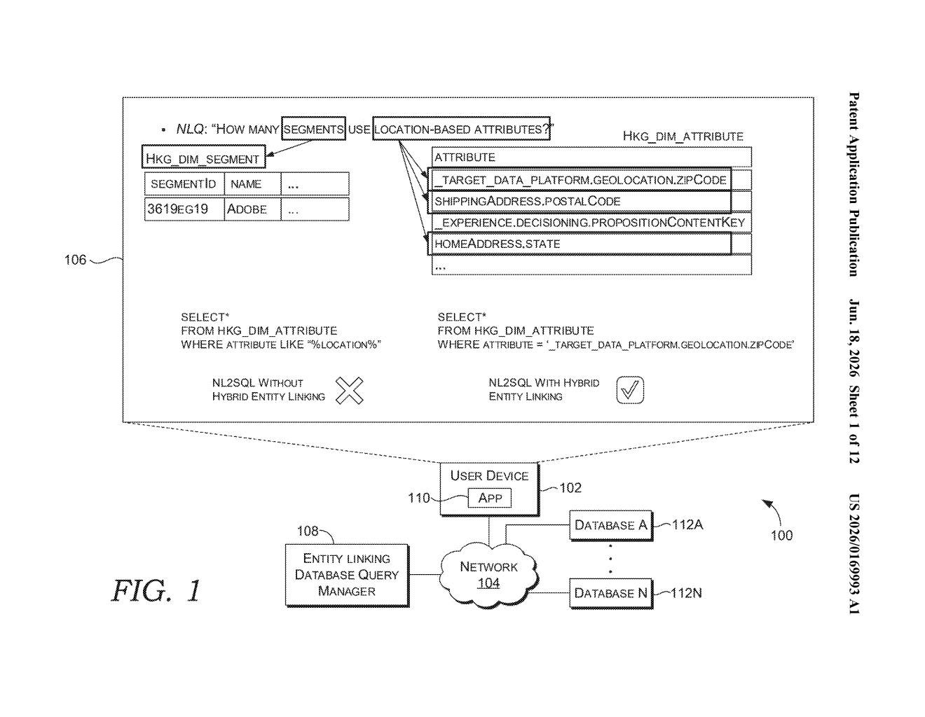 Adobe Patent: Plain-English Questions That Query SQL Databases — figure from US 2026/0169993 A1