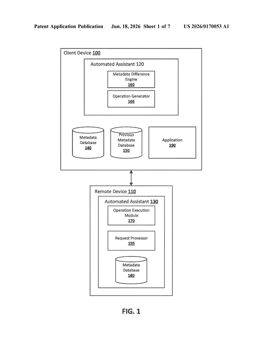 Google Patent: Cutting Data Sent With Every Assistant Request — figure from US 2026/0170053 A1