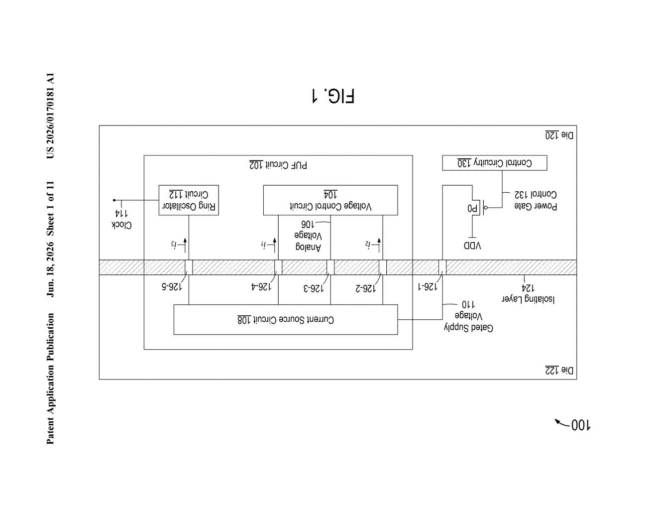 Xilinx Patent: Multi-Die Ring Oscillator for Chip Security — figure from US 2026/0170181 A1