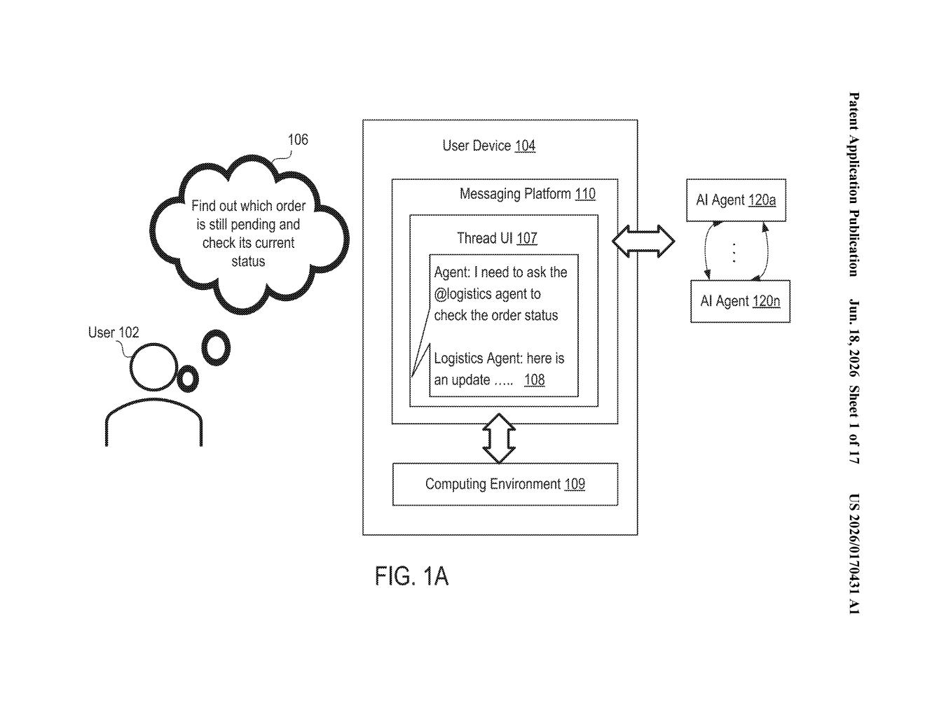 Salesforce Patent: Collaborative Multi-AI Agent Messaging — figure from US 2026/0170431 A1