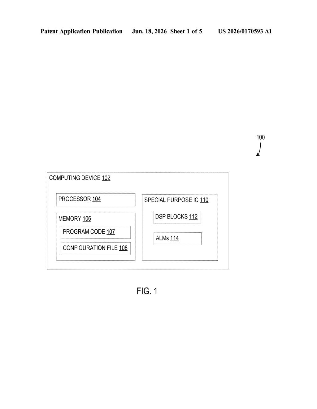 Microsoft Patent: FPGA Optimization With DSP Mask Operators — figure from US 2026/0170593 A1