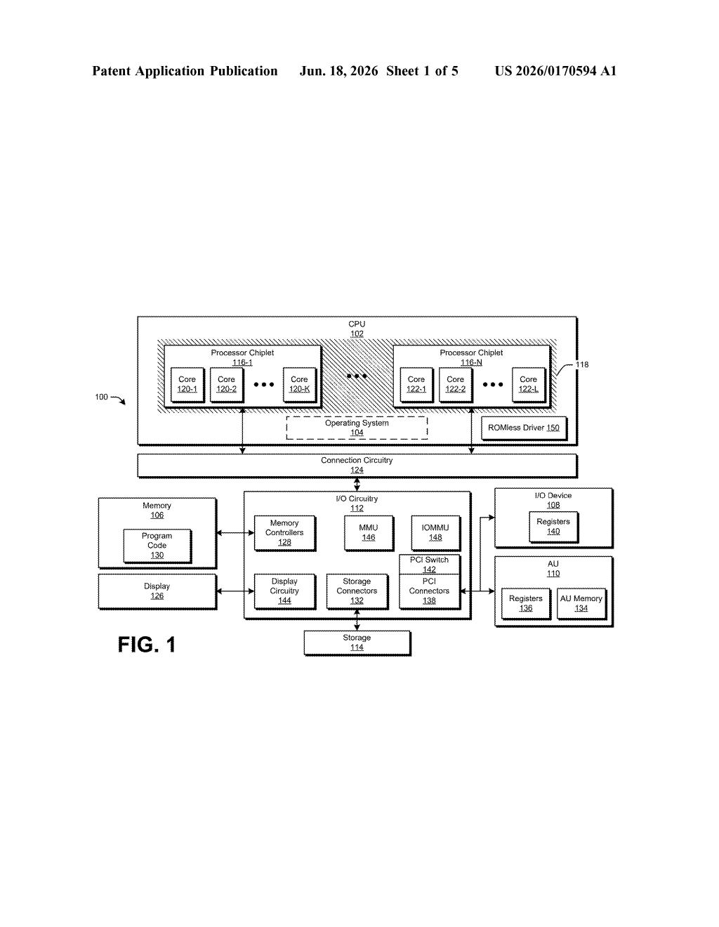 AMD Patent: ROMless GPU Firmware Loaded by CPU Driver — figure from US 2026/0170594 A1