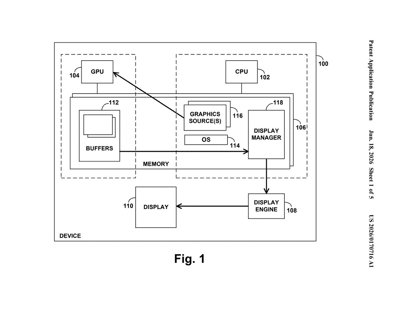 Google Patent: GPU Dirty Region Detection for Displays — figure from US 2026/0170716 A1