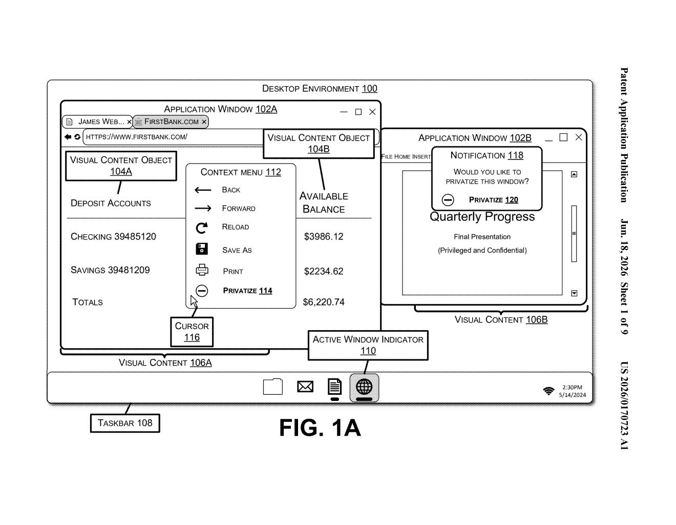 Microsoft Patent: AI-Blocking Visual Redaction for Screen Captures — figure from US 2026/0170723 A1