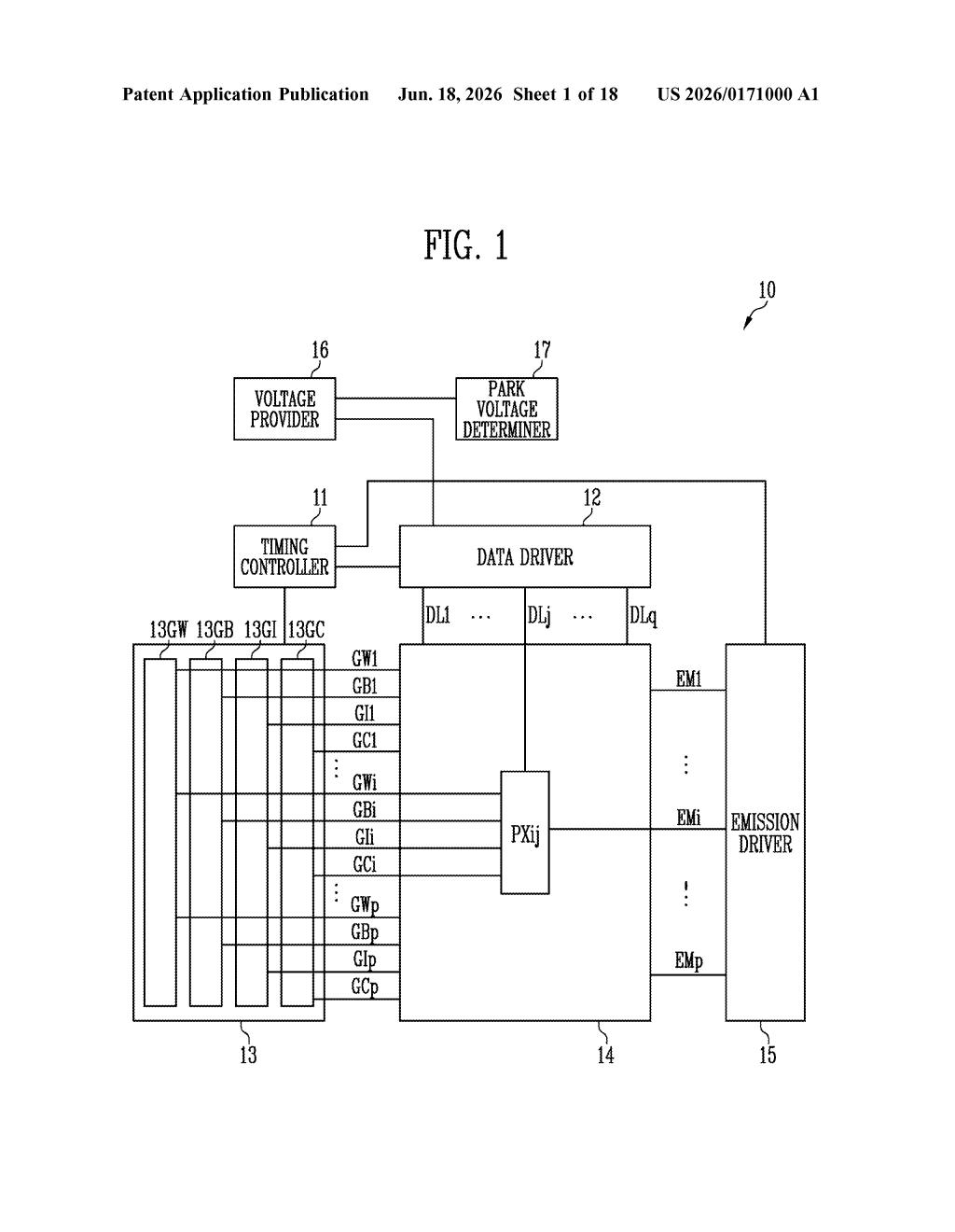 Samsung Display Patent: Per-Color Park Voltage Control — figure from US 2026/0171000 A1