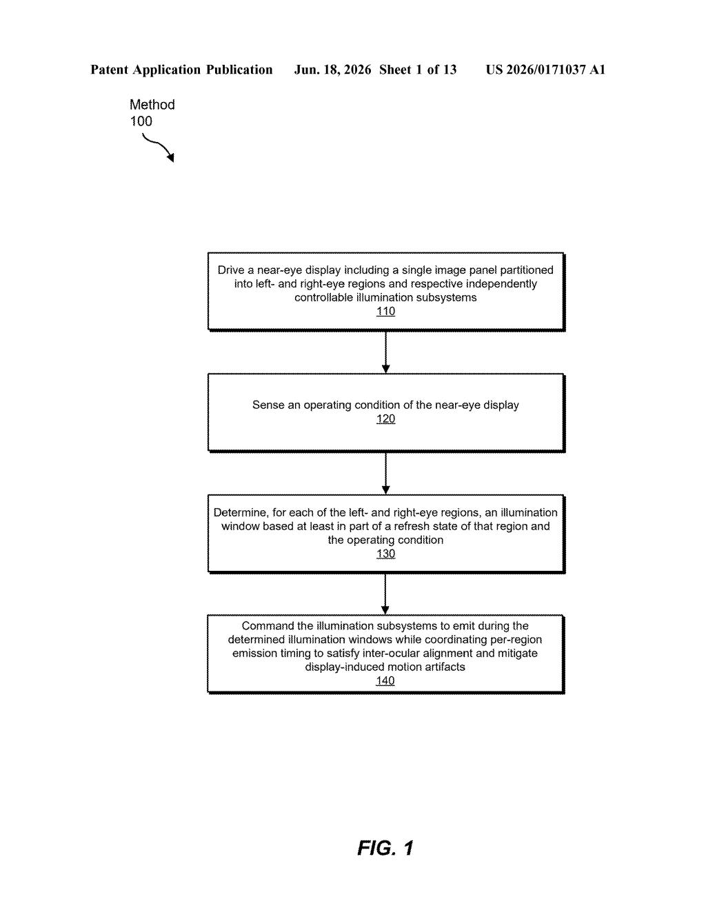 Meta Patent: Single-Panel VR Display Eye Sync System — figure from US 2026/0171037 A1
