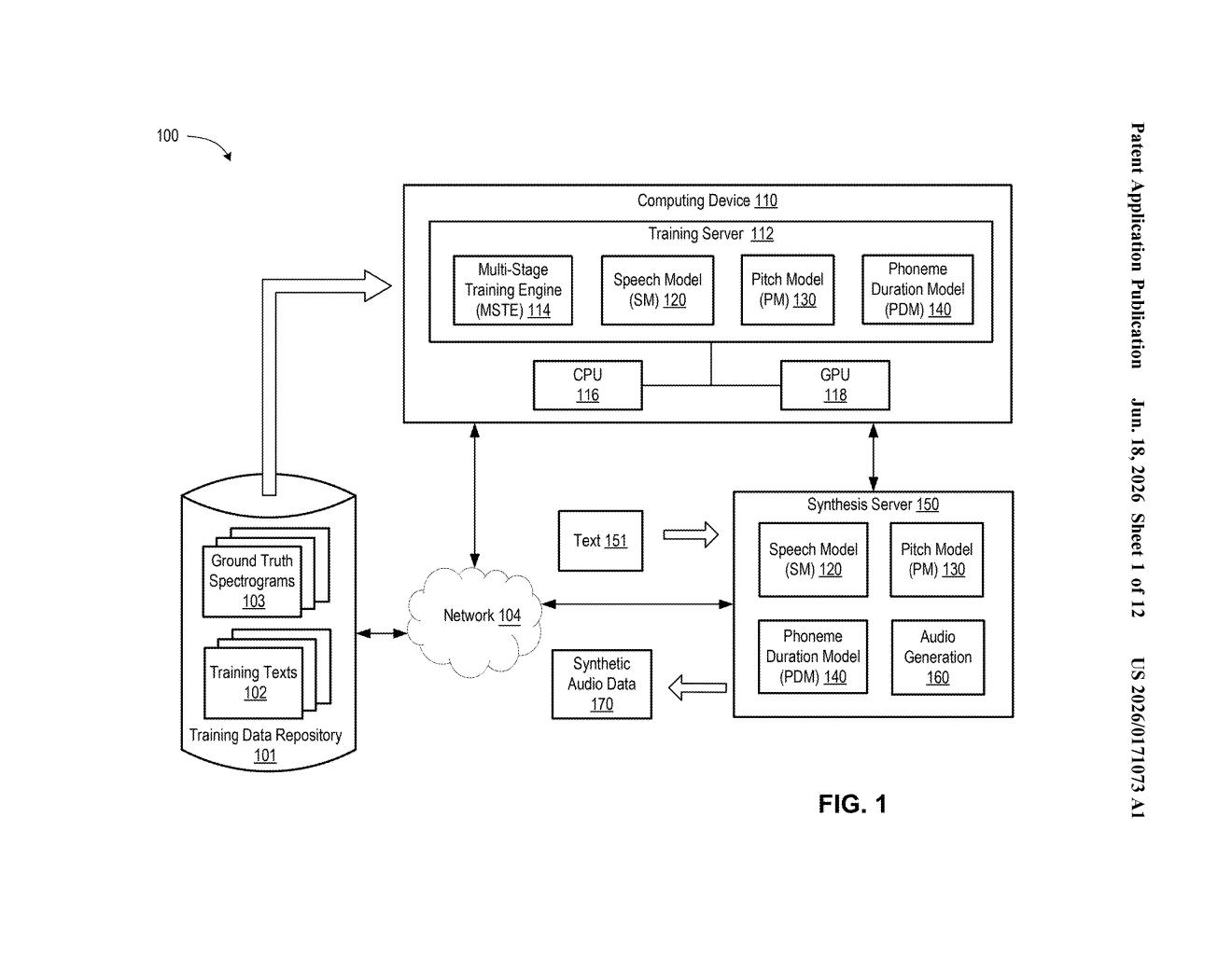 Nvidia Patent: Synthetic Voice Blending With Quality Training — figure from US 2026/0171073 A1