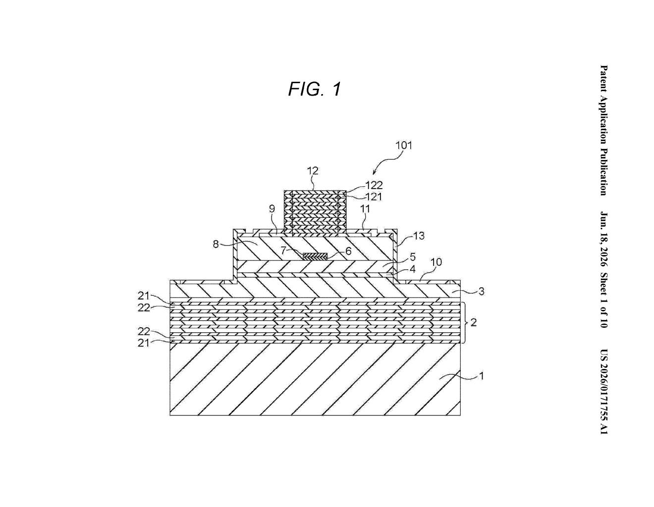 Sony Patent: Warp-Free VCSEL Laser on GaAs Substrate — figure from US 2026/0171755 A1