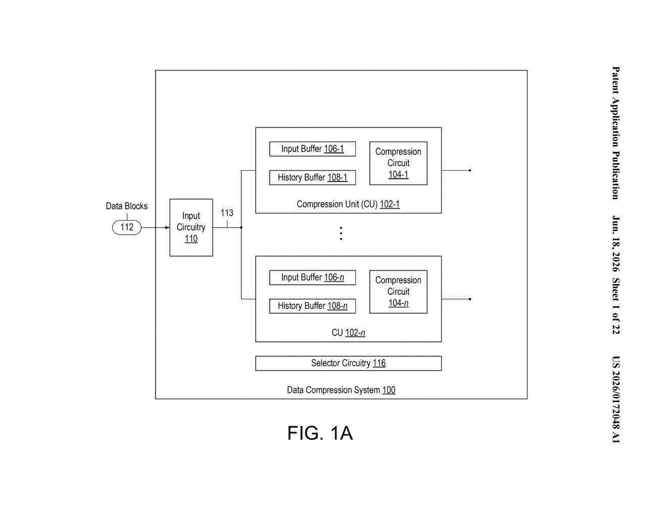 Xilinx Patent: Modular Parallel Data Compression System — figure from US 2026/0172048 A1