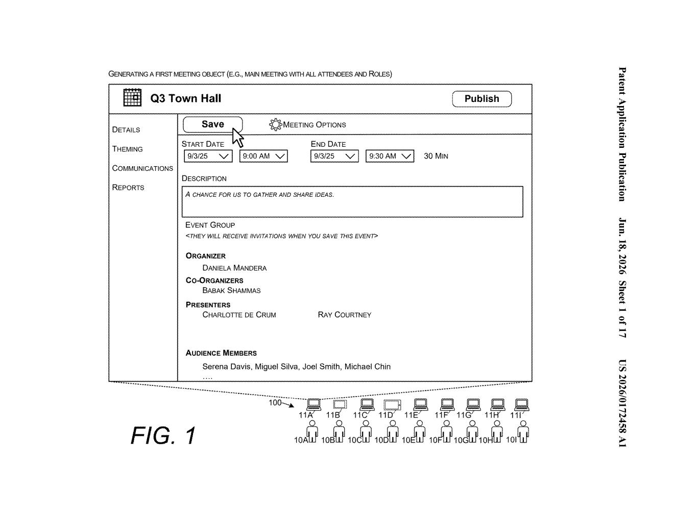 Microsoft Patent: Private Organizer-Only Chat in Meetings — figure from US 2026/0172458 A1