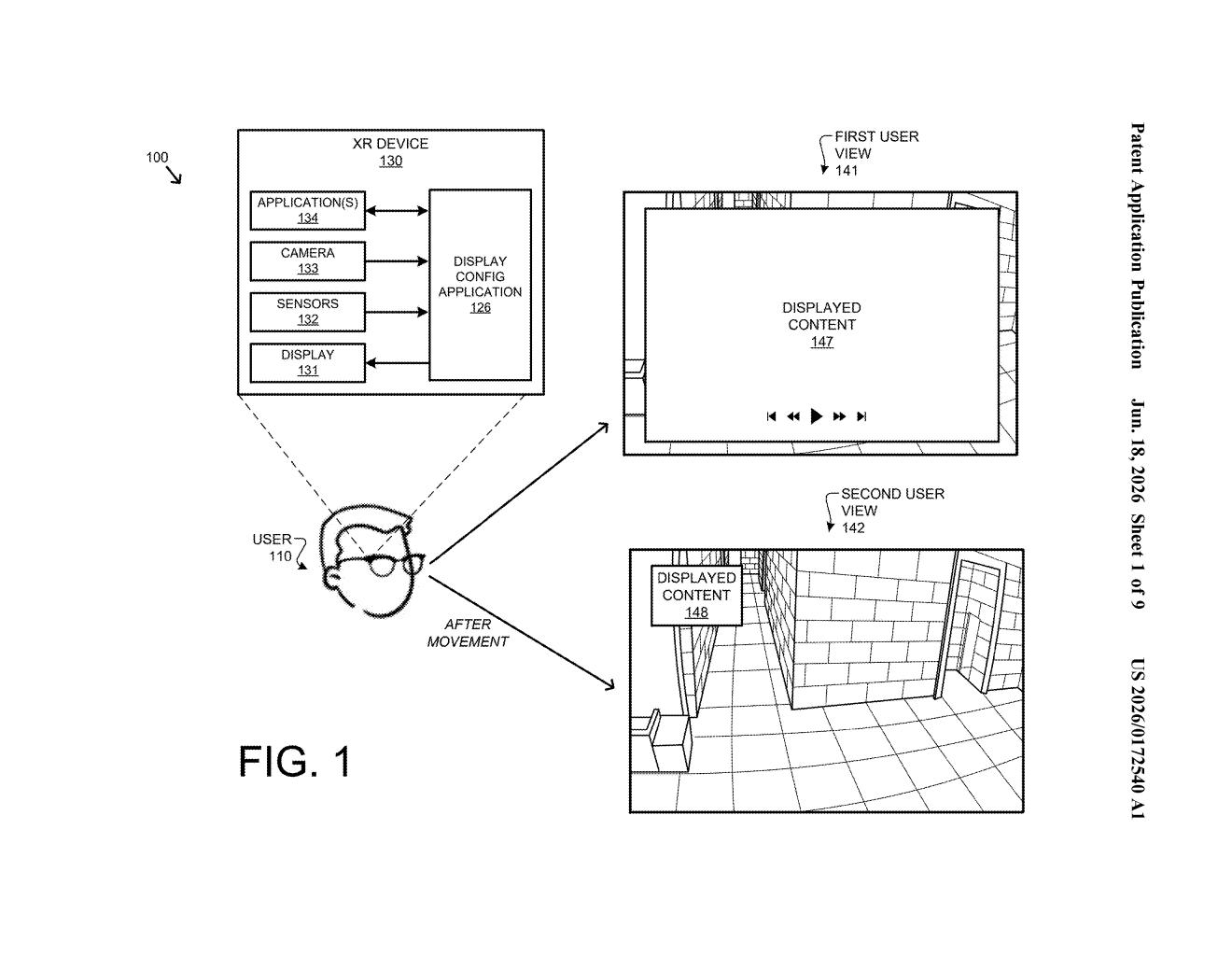 Google Patent: Content Display Based on Location and Gaze — figure from US 2026/0172540 A1