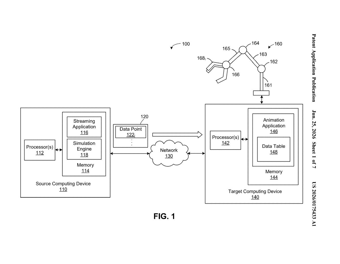Disney Patent: Animating Physical Robots From Curve Data — figure from US 2026/0175433 A1