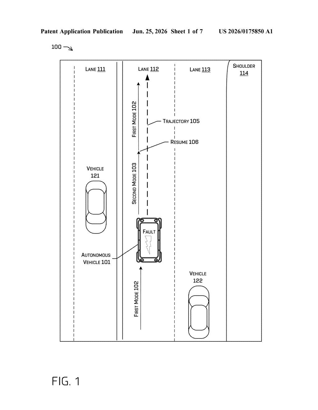 Zoox Patent: AV Fault Recovery and Pose Continuity System — figure from US 2026/0175850 A1