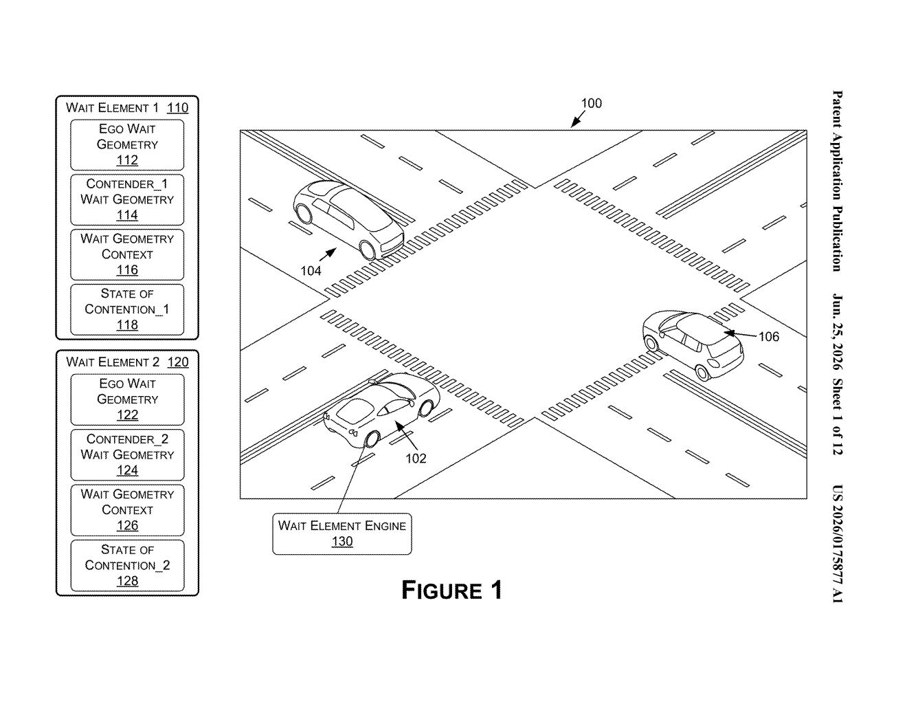 Nvidia Patent: Autonomous Vehicle Yield Planning System — figure from US 2026/0175877 A1