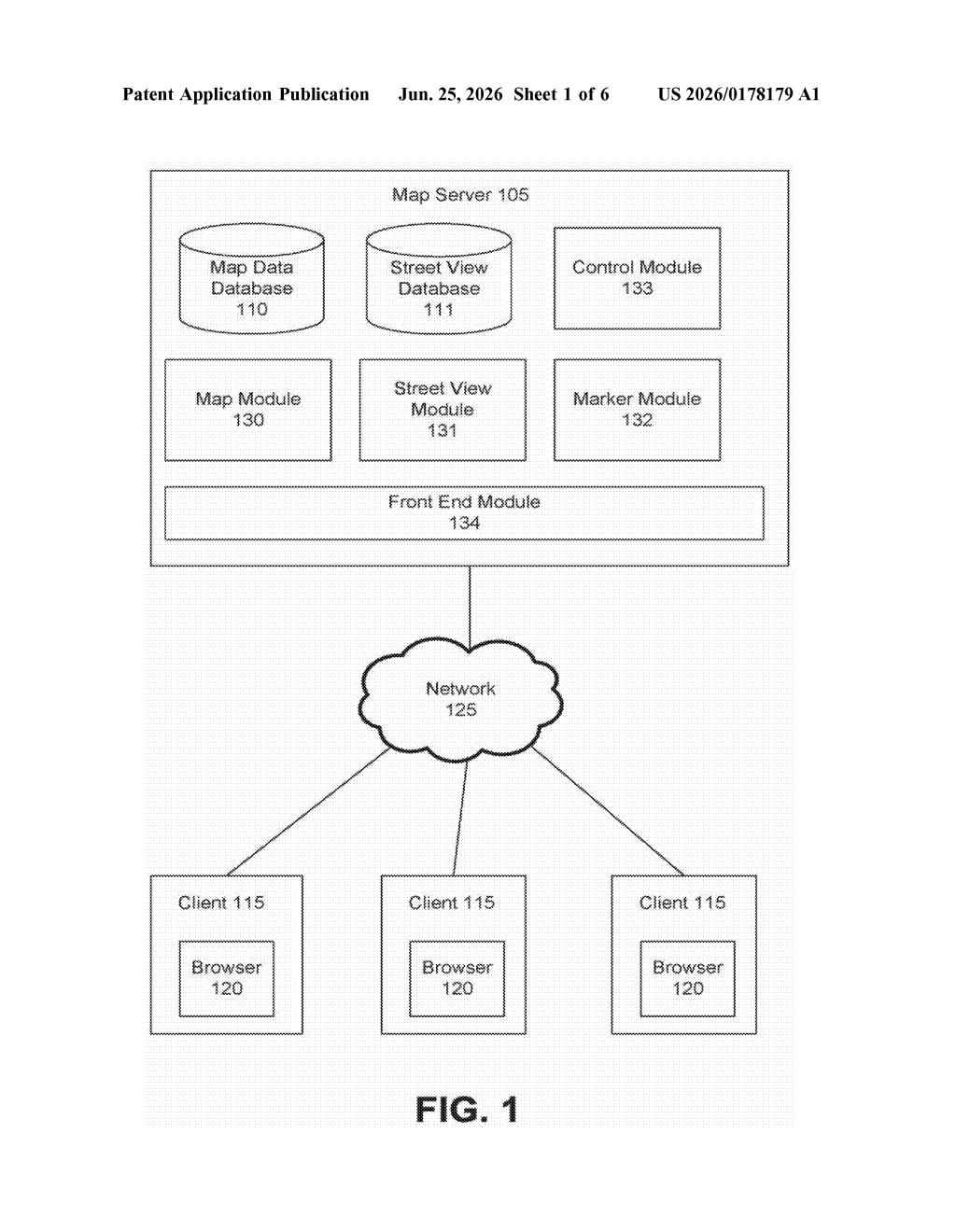 Google Patent: Maps and Street View Integration — figure from US 2026/0178179 A1