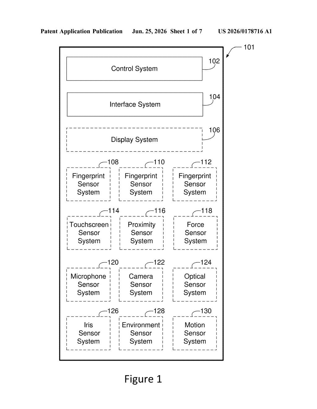 Qualcomm Patent: Multi-Sensor Biometric Authentication — figure from US 2026/0178716 A1