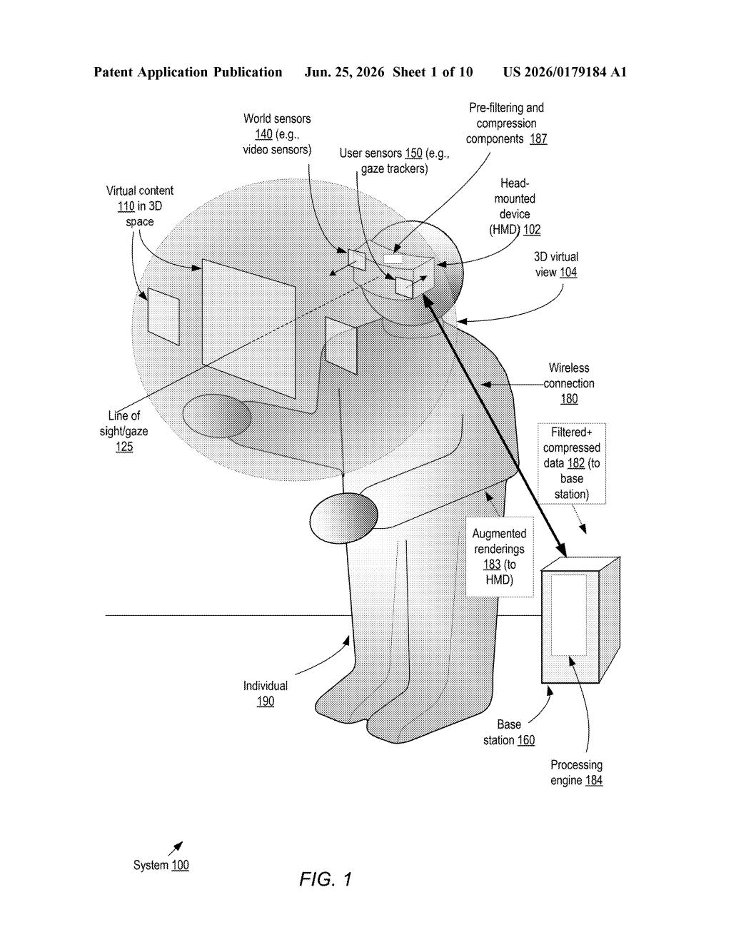 Apple Patent: Gaze-Tracking Video Filter for AR Streaming — figure from US 2026/0179184 A1