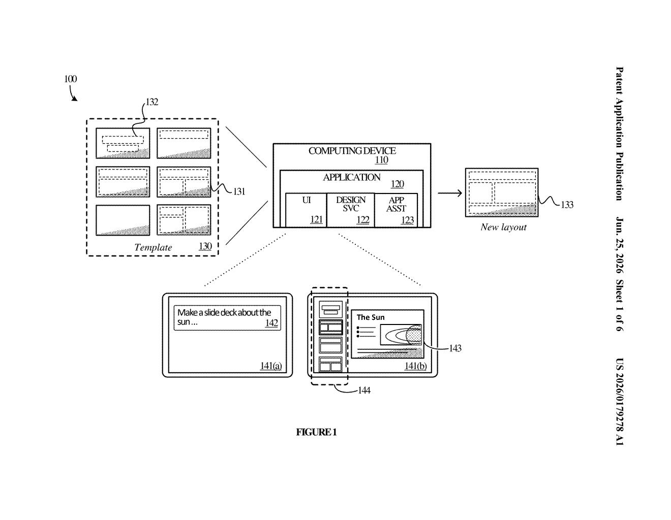 Microsoft Patent: AI Slide Layout Design in PowerPoint — figure from US 2026/0179278 A1