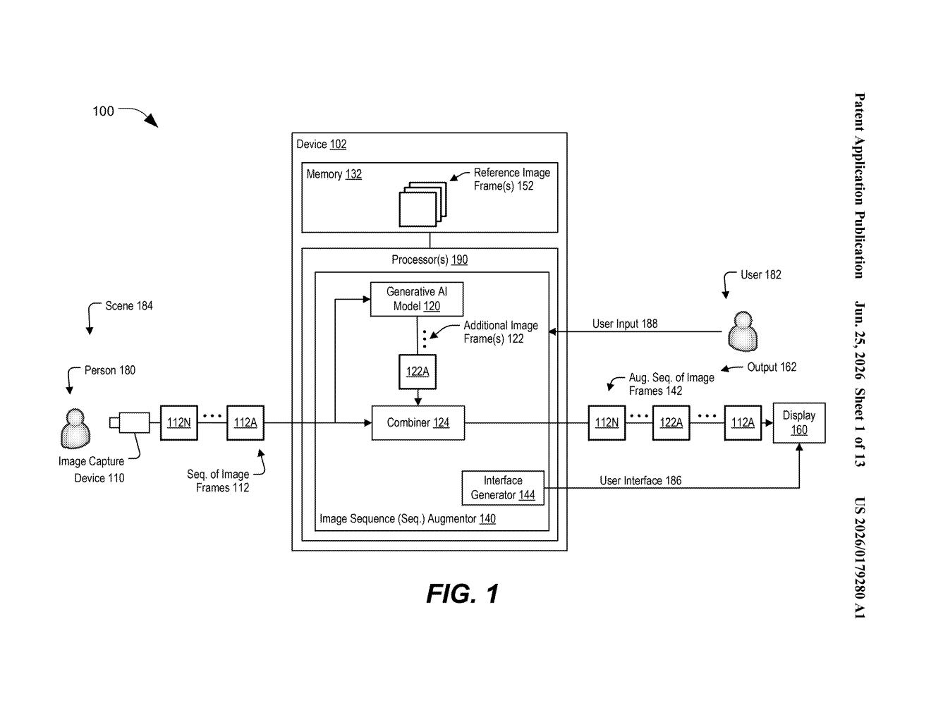 Qualcomm Patent: AI-Generated Frames Inserted Into Video — figure from US 2026/0179280 A1