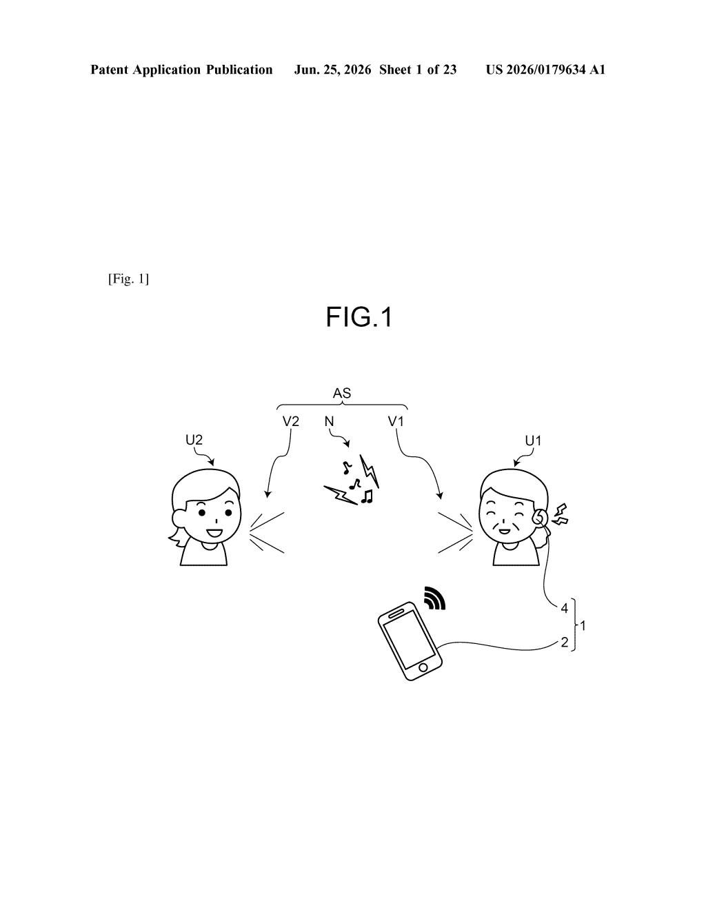 Sony Patent: Headphones That Mute Your Own Voice Playback — figure from US 2026/0179634 A1