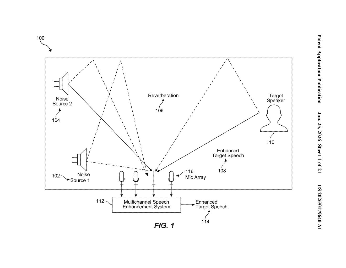 Meta Patent: AI Audio Cleaning With Two Linked Models — figure from US 2026/0179640 A1