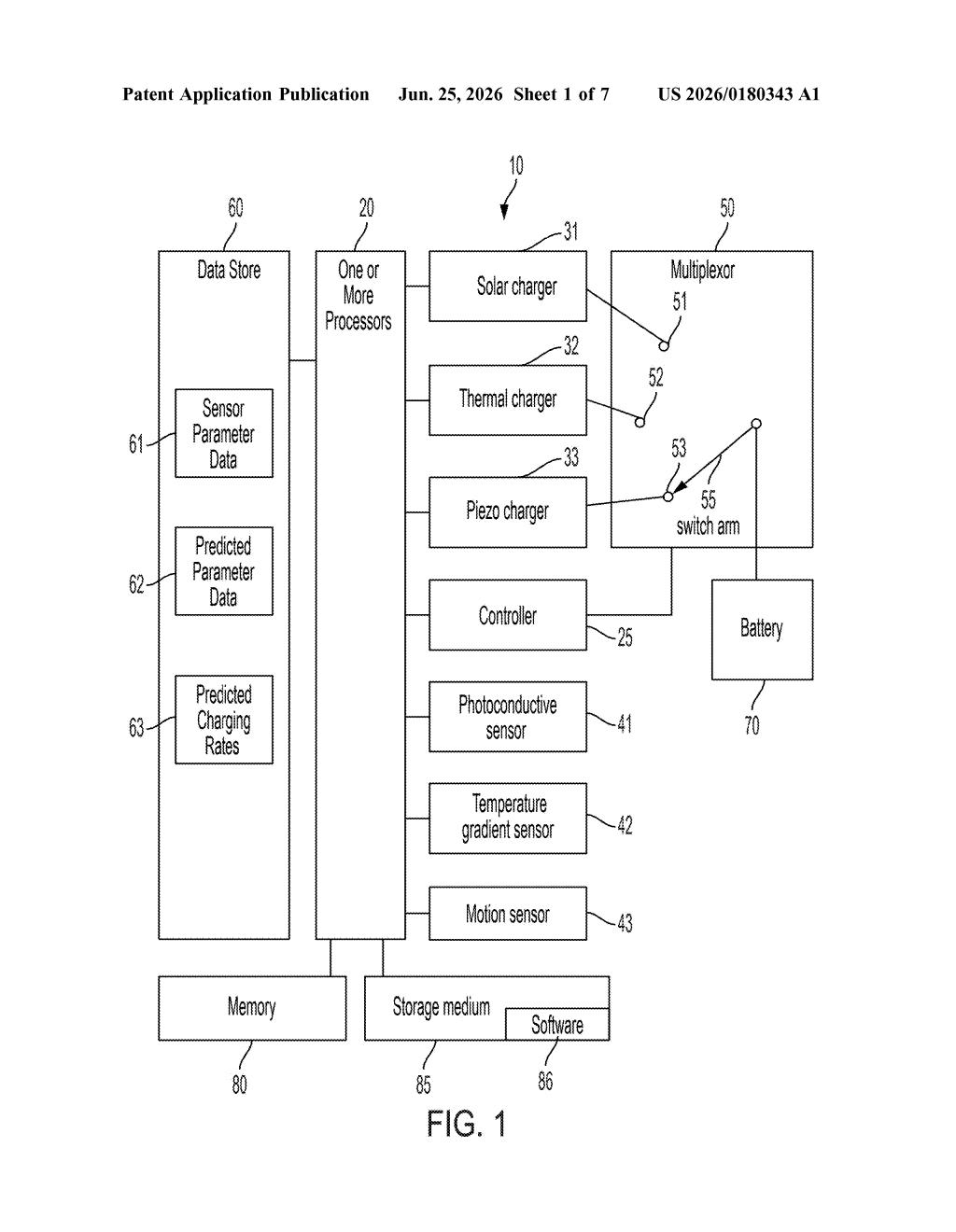 IBM Patent: Self-Charging Wearable Using Solar, Heat & Motion — figure from US 2026/0180343 A1